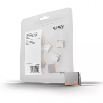 Lindy USB-porttitulppa (ilman avainta) - 10 kpl:n pakkaus, värikoodi: oranssi