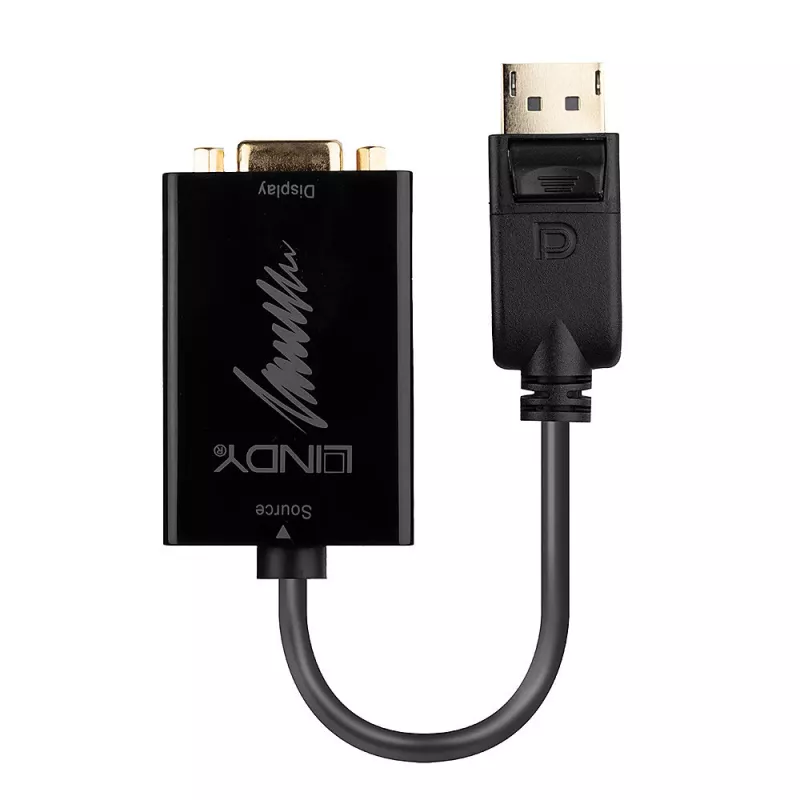 Lindy 41006 aktiivinen DisplayPort–VGA-muunninkaapeli, 0,15 m, musta
