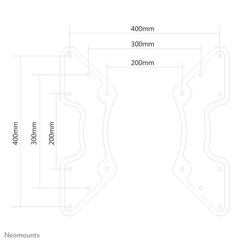 NEWSTAR VESA-sovitinlevy VESA 200x200 → 400x200, 400x400 – musta