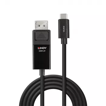 Lindy 2 m USB Type-C–DP 4K60 -sovitinkaapeli HDR-tuella