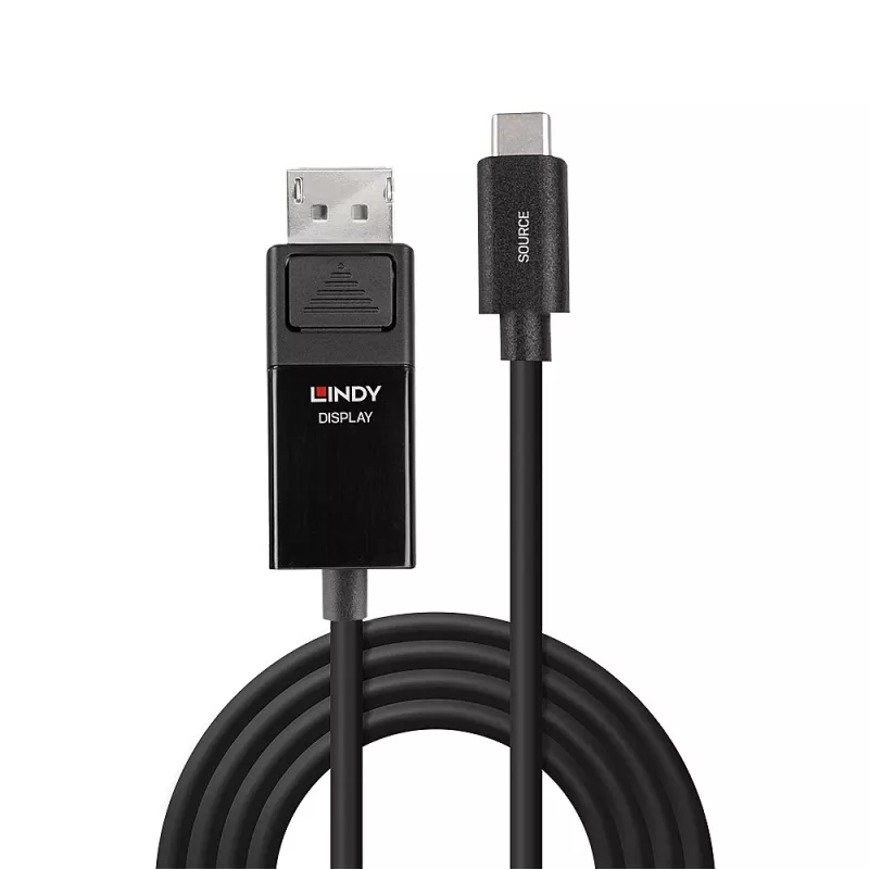 Lindy 2 m USB Type-C–DP 4K60 -sovitinkaapeli HDR-tuella