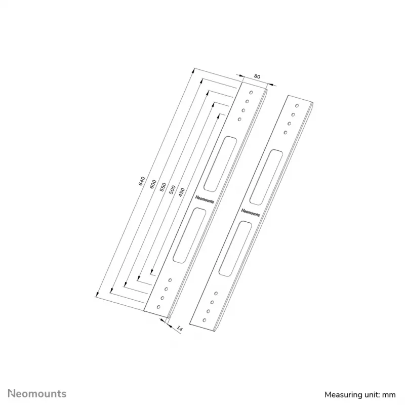 Laajennussarja Neomounts AWL-250BL16 VESA 400x600 640 mm korkeus