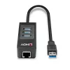 USB-keskitin ja Gigabit Ethernet -muunnin Lindy 43176