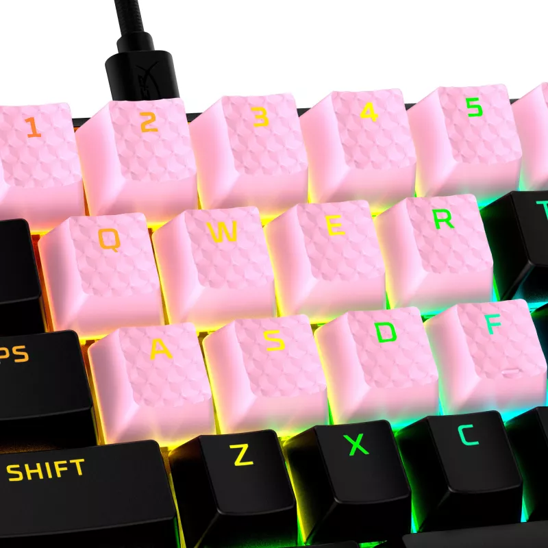 Näppäinhattu HyperX Rubber Keycaps -peliharrastelisävarustesarja roosa US-asettelu HyperX- ja Cherry MX -tyylisille kytkimille