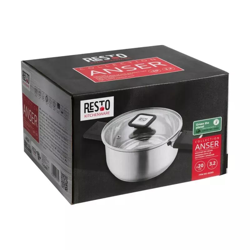 Resto Kitchenware Anser 3,2 L pyöreä musta ruostumaton teräs