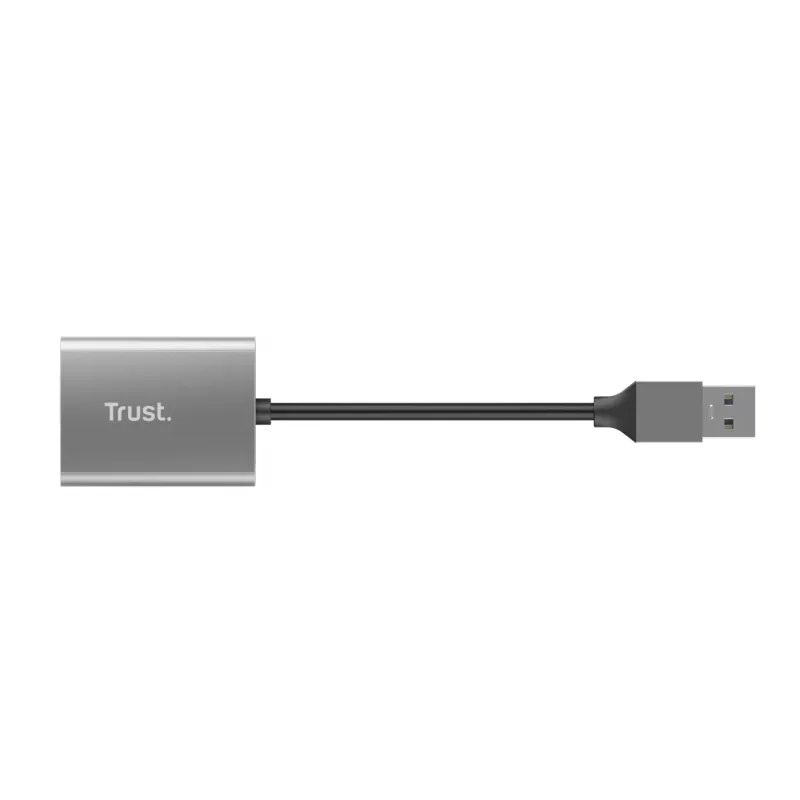 Trust Dalyx 24135 muistikortinlukija, USB 3.2 Gen 1, microSD/SD/SDHC/SDXC, hopea