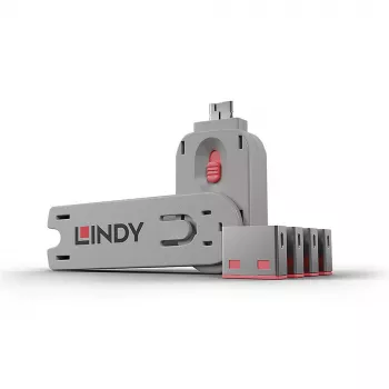 Portin estolaite Lindy USB-Port-Blocker 4 kpl:n pakkaus värikoodi roosa
