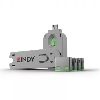 Portin estolaite Lindy USB Port Blocker 4 kpl:n pakkaus värikoodi vihreä