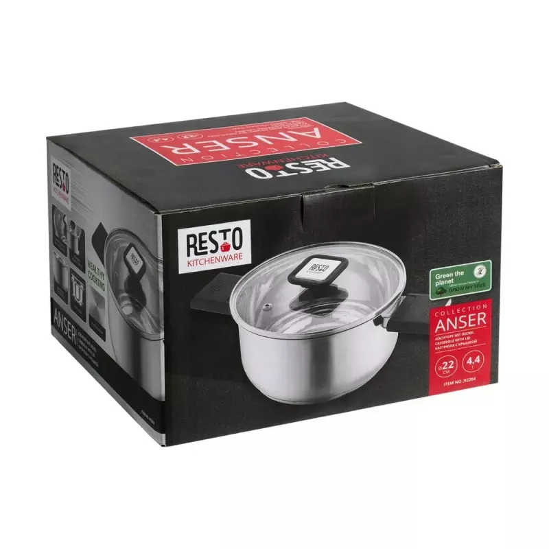 Resto Kitchenware Anser 4,4 L pyöreä musta ruostumaton teräs