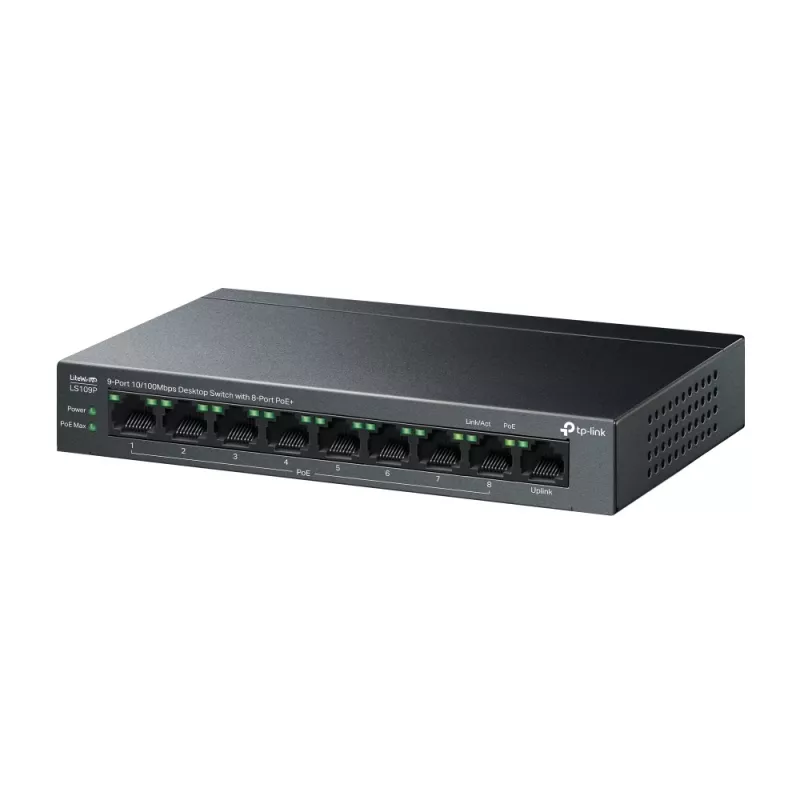 TP-Link LiteWave LS109P verkkokytkin hallitsematon Fast Ethernet (10/100) Power over Ethernet (PoE) musta