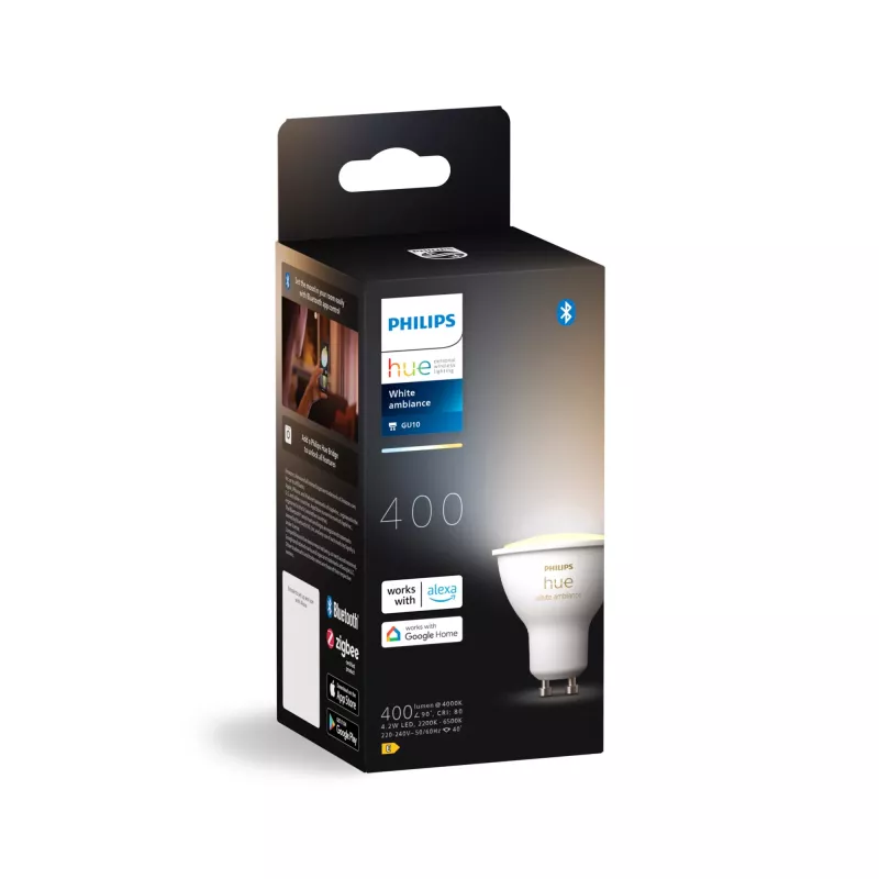 Philips Hue White Ambiance GU10 – älykäs kohdevalo, älylamppu, Bluetooth/Zigbee, valkoinen, LED, GU10, GU10