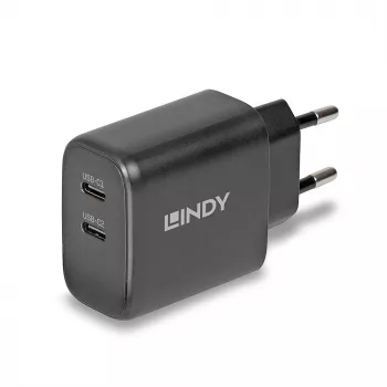 Lindy 65W USB 2 x Type-C GaN-laturi 73438