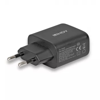 Lindy 65W USB 2 x Type-C GaN-laturi 73438