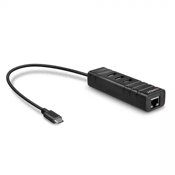 USB-keskitin Lindy USB 3.2 Type-C -keskitin ja Gigabit Ethernet -muunnin