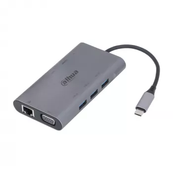 Dahua Technology 9-in-1 USB 3.1 Type-C -telakointiasema, jossa USB 3.0 + HDMI + RJ45 + VGA + SD/TF + PD
