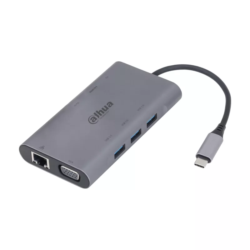 Dahua Technology 9-in-1 USB 3.1 Type-C -telakointiasema, jossa USB 3.0 + HDMI + RJ45 + VGA + SD/TF + PD