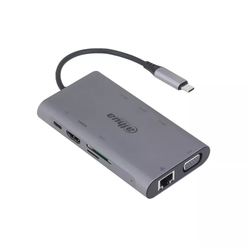 Dahua Technology 9-in-1 USB 3.1 Type-C -telakointiasema, jossa USB 3.0 + HDMI + RJ45 + VGA + SD/TF + PD