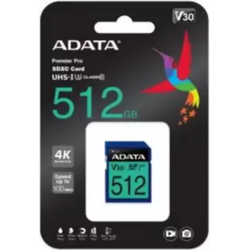 Flash-muisti ADATA 512GB SDXC UHS-I Class 10 ASDX512GUI3V30S-R