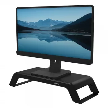 Fellowes tietokoneen näytönjalusta 3 korkeusasennolla - Hana LT näytönkorotus - Ergonominen säädettävä näytönjalusta tietokoneelle - Enint. paino 22,6 kg - Musta