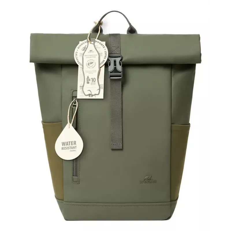 Matkareppu Rivacase Eden oliivi PU-nahka polyesteri rPET 250x160x430mm