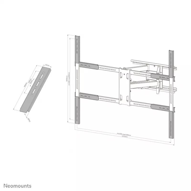Neomounts AWLS-950BL1 VESA-laajennussarja 55-110 inch – enintään 125 kg