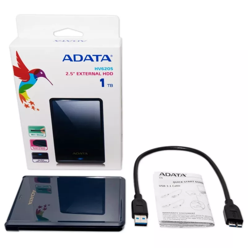 ADATA DashDrive HV620S AHV620S-1TU31-CBL ulkoinen kiintolevy, 1 TB, 2,5", USB 3.1, sininen