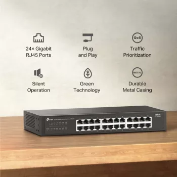TP-Link LS1024G verkkokytkin hallitsematon Gigabit Ethernet (10/100/1000) musta