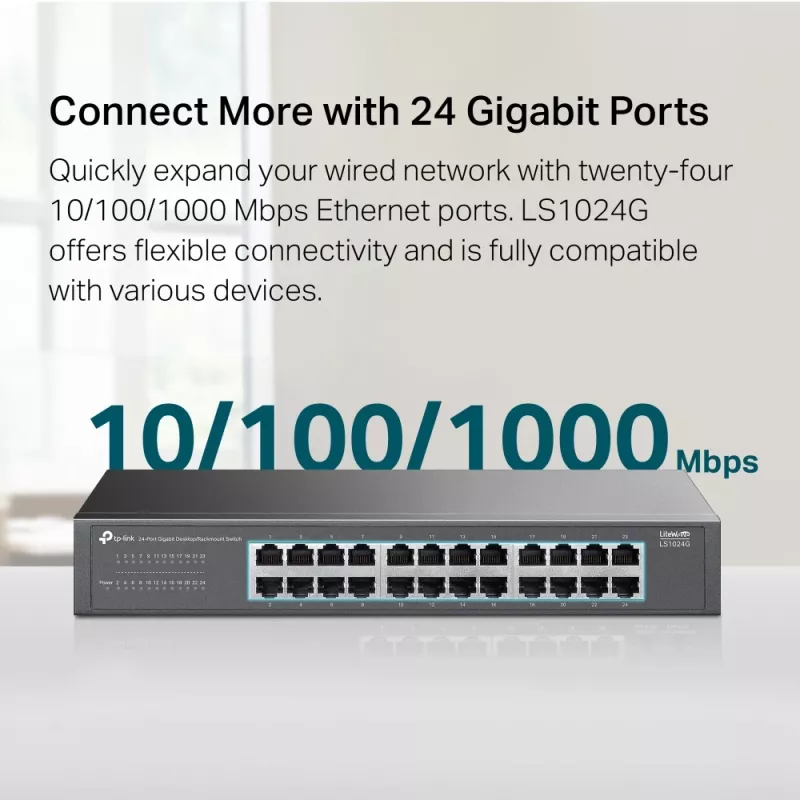 TP-Link LS1024G verkkokytkin hallitsematon Gigabit Ethernet (10/100/1000) musta