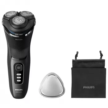 Sähköinen pyörivä parranajokone Philips 3000 Series S3244/12 – 3 ajopäätä, märkä & kuiva, Li-Ion, 60 min käyttöaika, pop-up-trimmeri, pestävä, musta