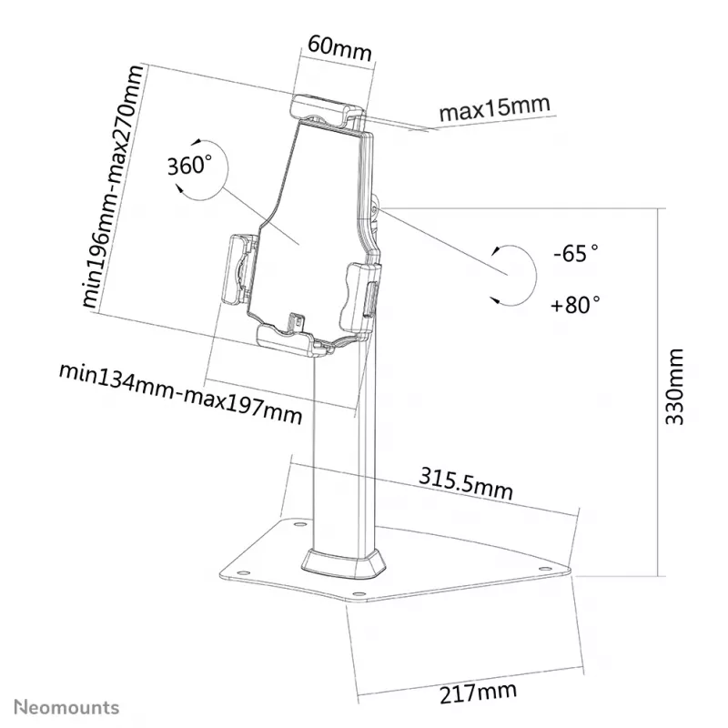 Neomounts TABLET-D150SILVER tablettiteline pöytään 7,9-10,5