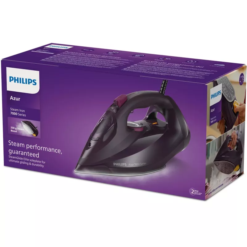 Philips 7000-sarja DST7061/30 silitysrauta höyrysilitysrauta SteamGlide Elite -silityspohja 3000 W violetti