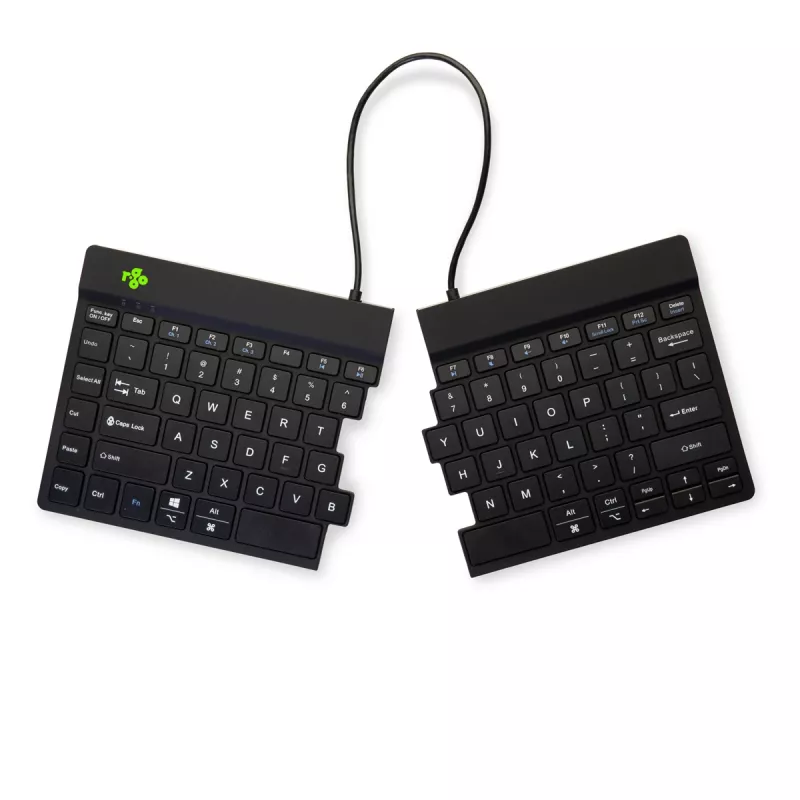 R-Go Tools ergonominen näppäimistö R-Go Split Break tauko-ohjelmistolla, ergonominen jaettu näppäimistö, QWERTY (US), Bluetooth, musta