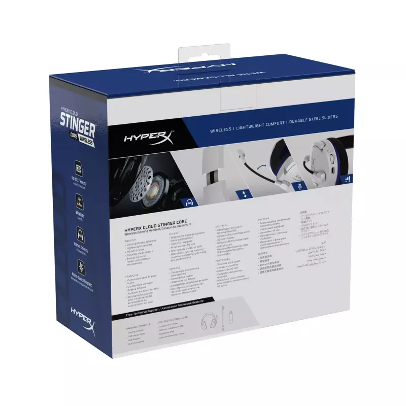 HyperX Cloud Stinger Core – langaton pelikuuloke (valkoinen-sininen) – PS5-PS4