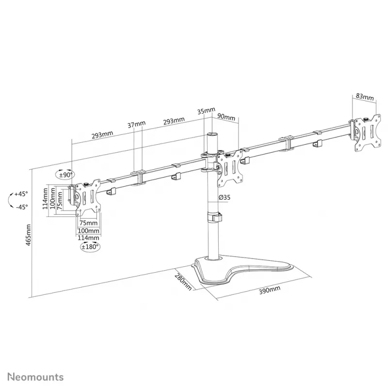 Neomounts näyttöpöytäteline FPMA-D550DD3 musta vapaasti seisova 6 kg 13-27 inch
