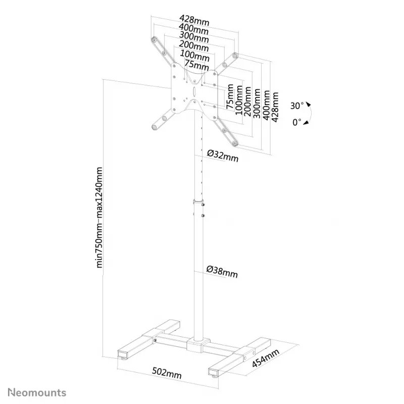 Neomounts NS-FS100 musta lattiateline 10-55