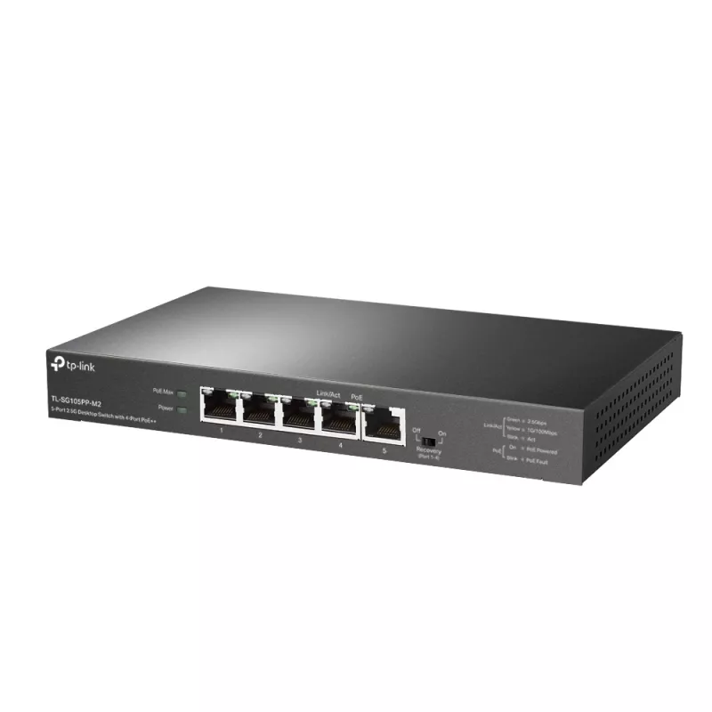 TP-Link 5-porttinen 2.5G työpöytäkytkin 4-porttisella PoE++ hallitsematon