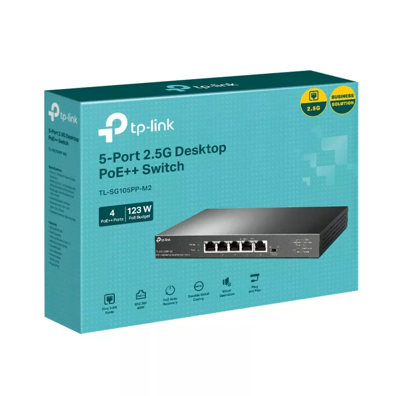 TP-Link 5-porttinen 2.5G työpöytäkytkin 4-porttisella PoE++ hallitsematon