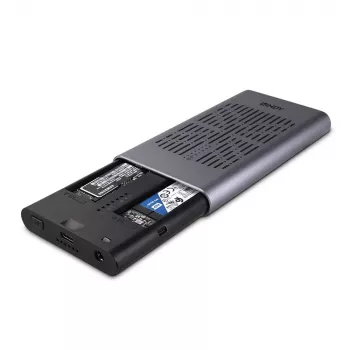 Lindy USB 3.2 Gen 2x2 Dual M.2 NVMe SSD-kotelo kloonaustoiminnolla