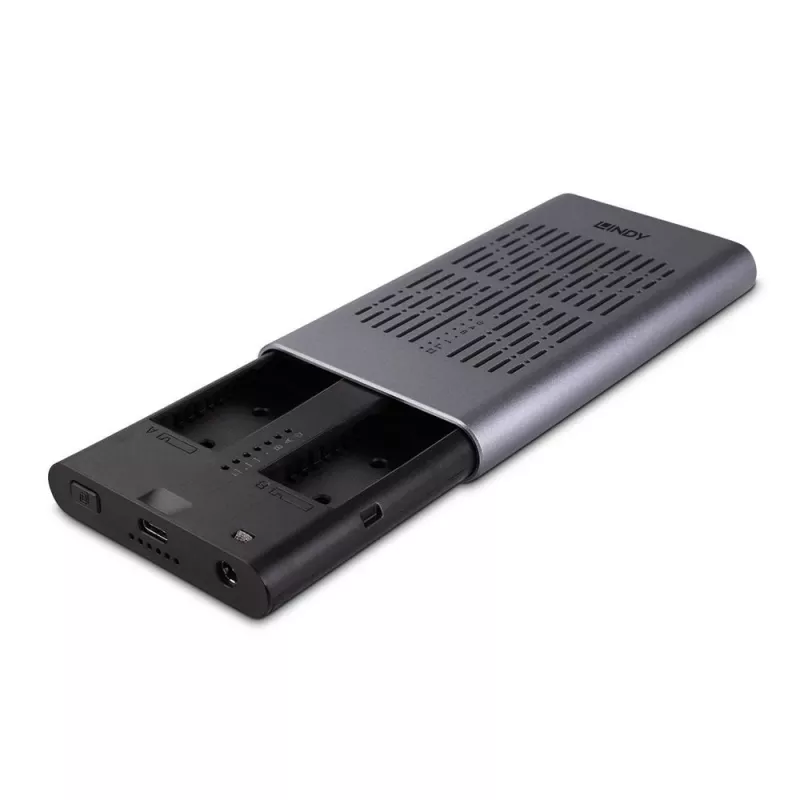 Lindy USB 3.2 Gen 2x2 Dual M.2 NVMe SSD-kotelo kloonaustoiminnolla