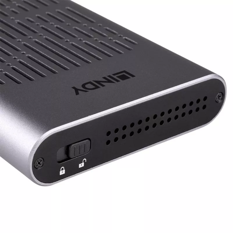 Lindy USB 3.2 Gen 2x2 Dual M.2 NVMe SSD-kotelo kloonaustoiminnolla