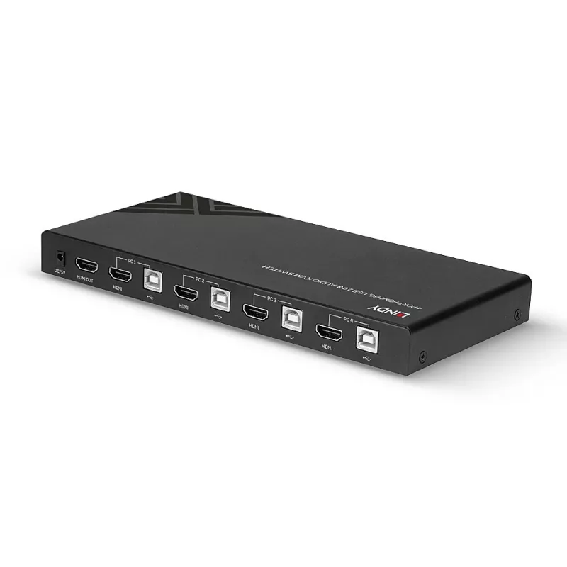 Lindy KVM-kytkin HDMI 18G USB 2.0 ääni 4 porttia 4K Ultra HD