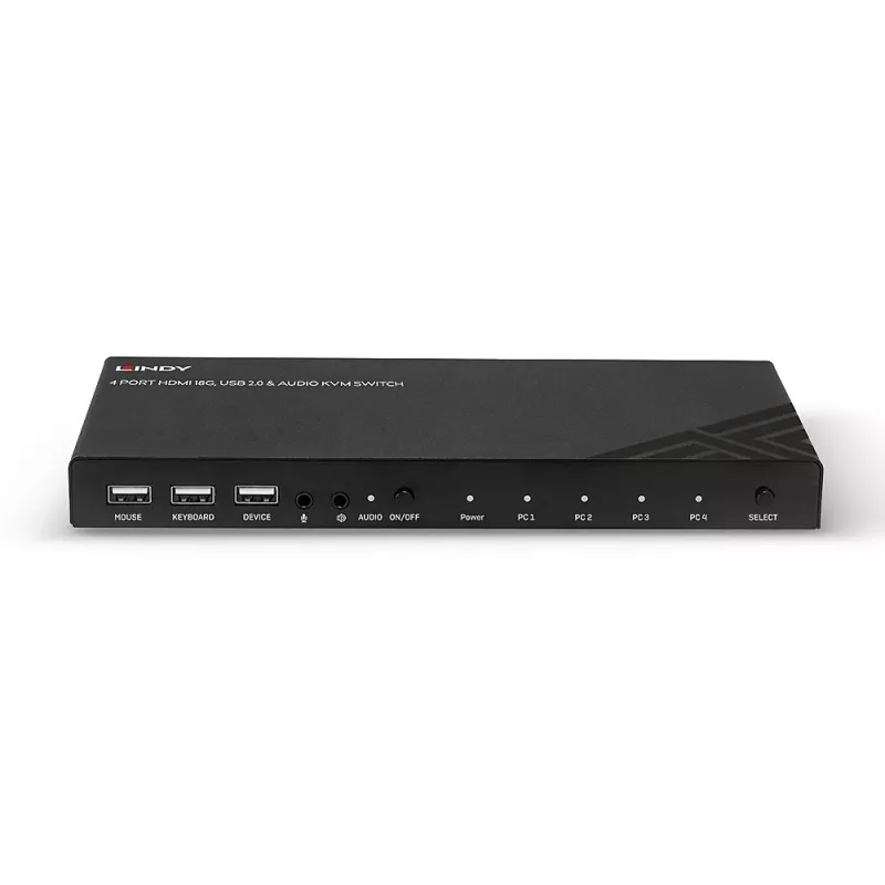 Lindy KVM-kytkin HDMI 18G USB 2.0 ääni 4 porttia 4K Ultra HD