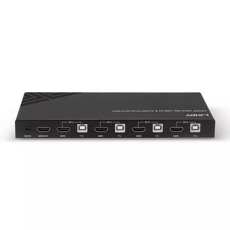 Lindy KVM-kytkin HDMI 18G USB 2.0 ääni 4 porttia 4K Ultra HD