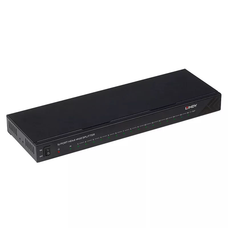 Lindy 16 porttia HDMI 4K60 jakaja 16x HDMI 3840x2160 musta