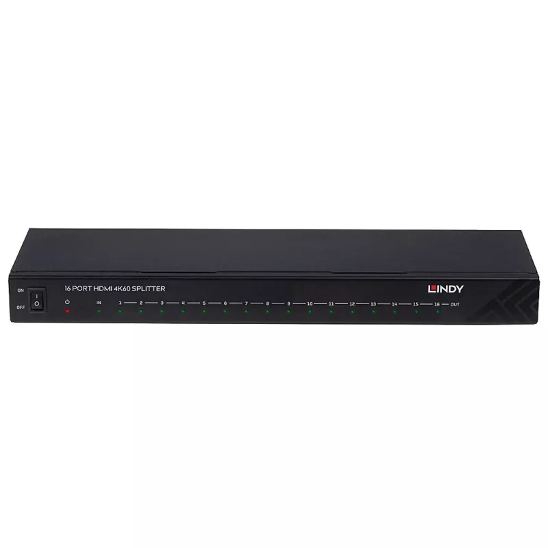 Lindy 16 porttia HDMI 4K60 jakaja 16x HDMI 3840x2160 musta