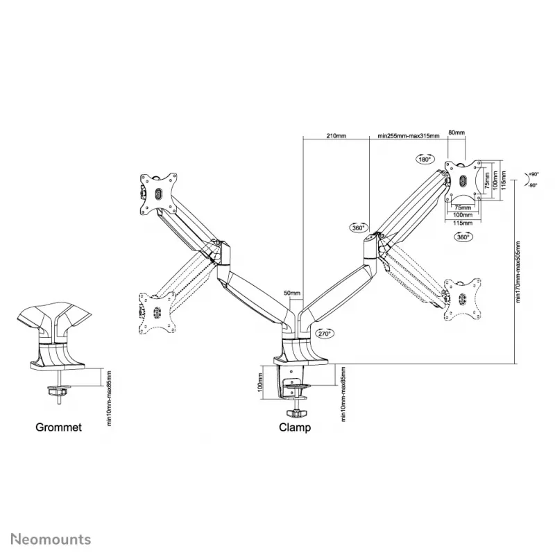 Neomounts NM-D750DSILVER näyttöteline 10-32