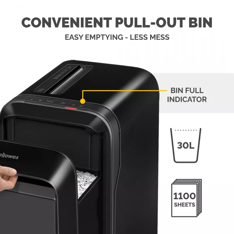 Fellowes Powershred LX221 5050401 mikrosilppuava paperinsilppuri, P-5, 20 arkkia, 2 x 12 mm, 30 l, 70 dB, musta