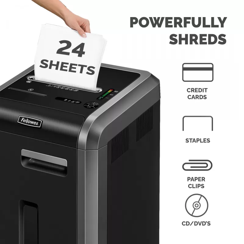 Fellowes-silppuri 225Ci 24 arkin silppuri 60 litran säiliöllä, korkea turvataso P4