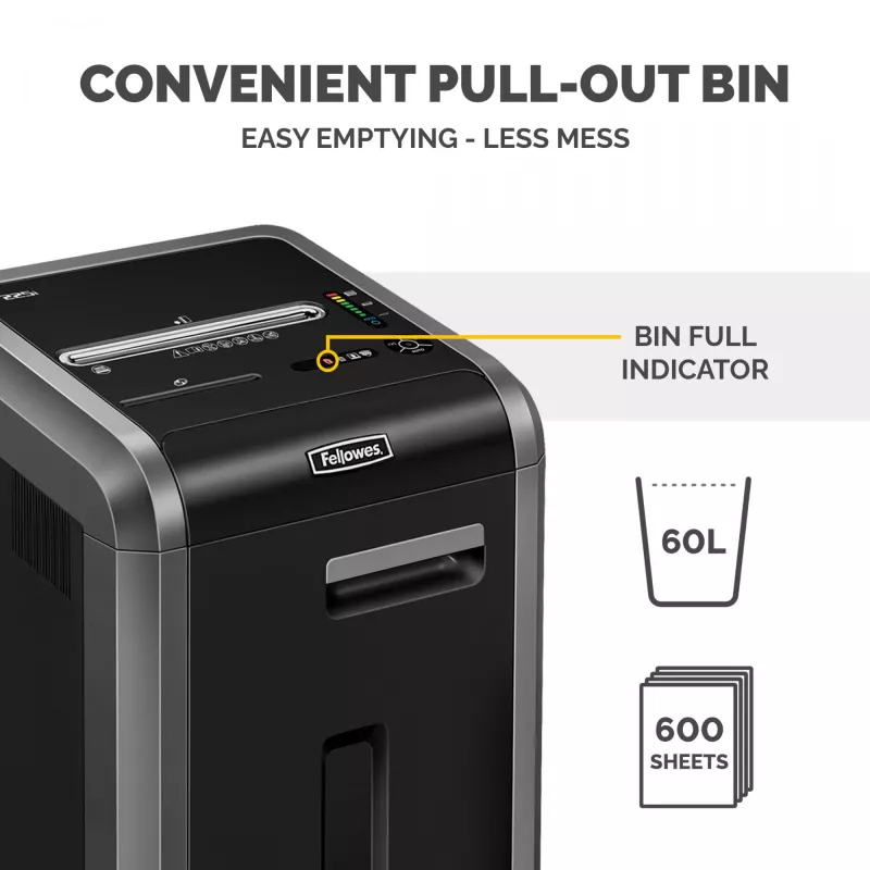 Fellowes-silppuri 225Ci 24 arkin silppuri 60 litran säiliöllä, korkea turvataso P4