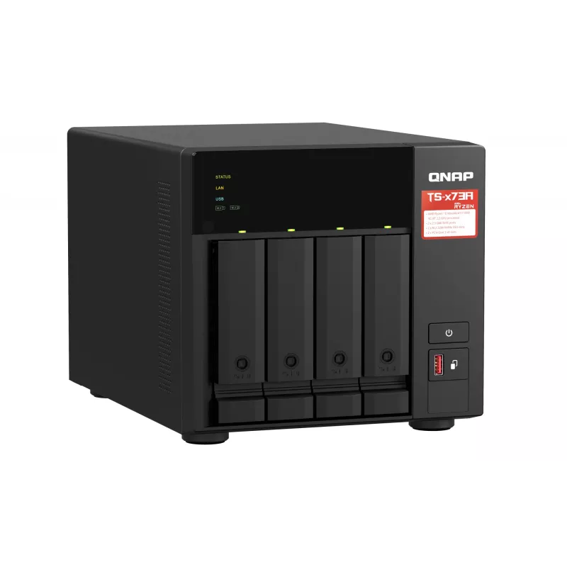 QNAP TS-473A NAS-torni Ryzen Embedded V1500B 8 GB DDR4 0 TB QNAP Turbo System musta